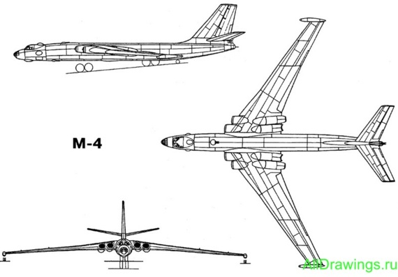 Mashishchev M-4 drawings (figures) of the aircraft